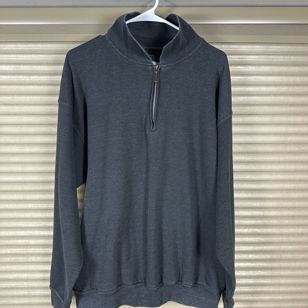Charcoal Gray Zip Up Sweater with Mock Neck